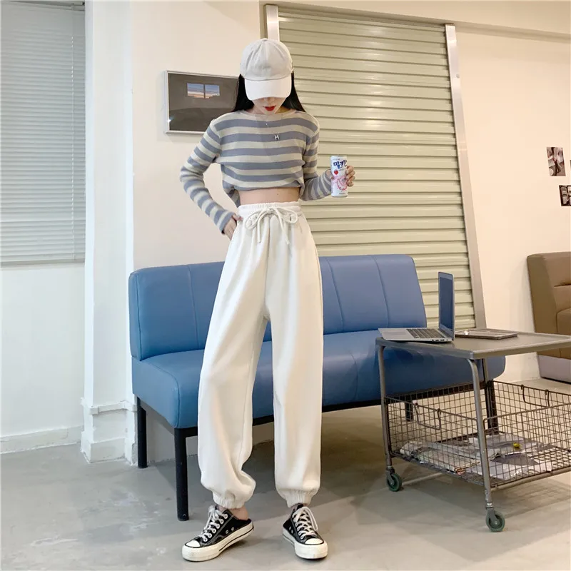

YTX923 2021 New style thick loose high waist drawstring drawstring foot sports wind lantern casual pants