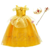 Beauty and The Beast Costume Girl Belle Dress Up Carnival Party Clothes Kids Halloween Birthday Party Gown Frocks 3-10 Years