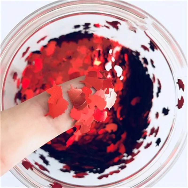 Ультратонкий лазерный блеск для ногтей с красными звездами сердцем единорогом