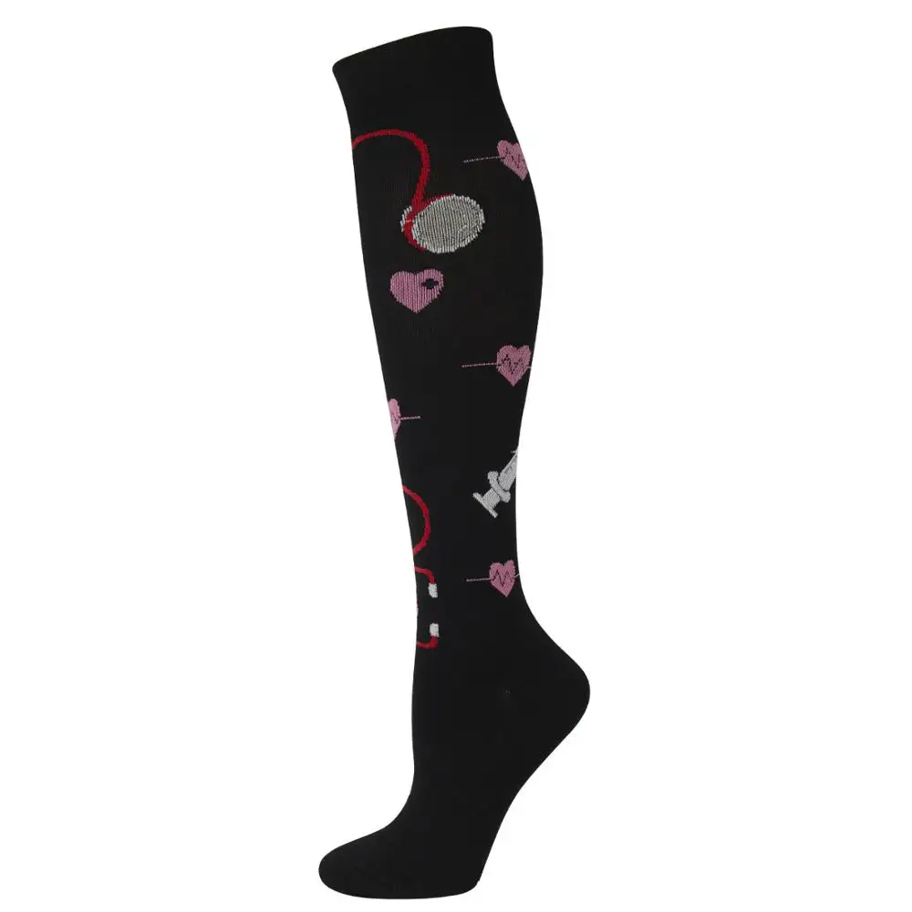 

High Quality Unisex Compression Socks Colorful Stripes Fit For Edema, Varicose Veins, Diabetes,Marathon Sports Cycling Socks