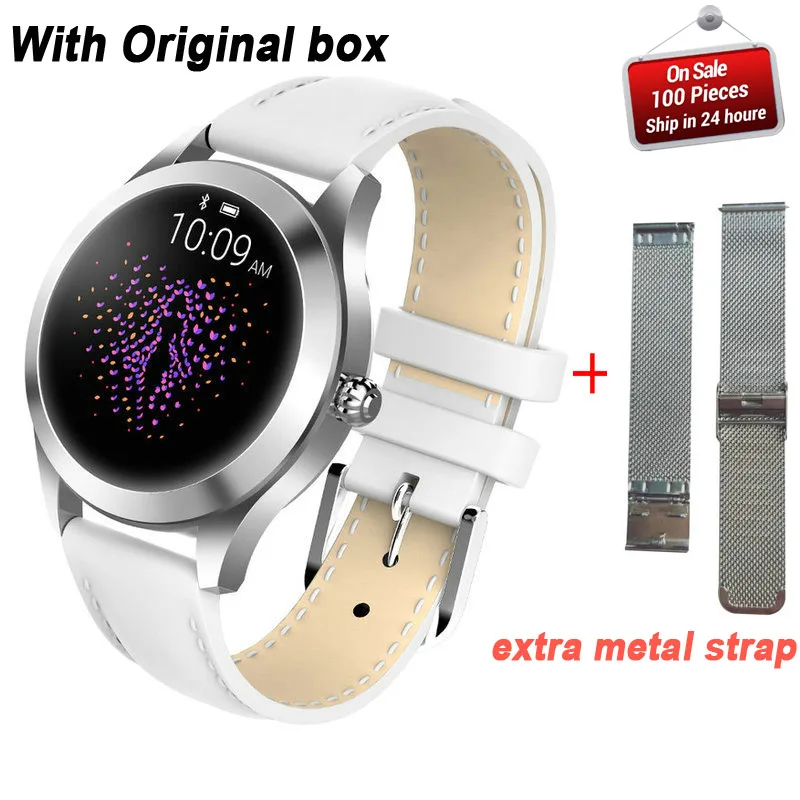 add extra strap KW10 Смарт часы для женщин IP68 Водонепроницаемый мониторинг сердечного ритма Bluetooth фитнес Браслет Smartwatch для Android IOS pk H2 H1 - Цвет: add extra strap