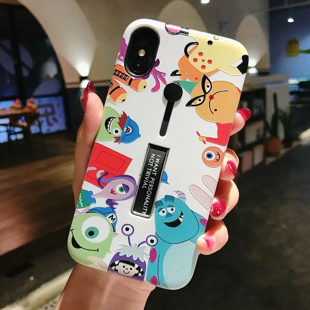 Чехол AXBETY для iPhone XR 11 Pro XS MAX X, модный мультяшный чехол с петлей на палец и кольцом для iPhone 8, 6, 6 S, 7 Plus, скрытый чехол-подставка - Цвет: Y21