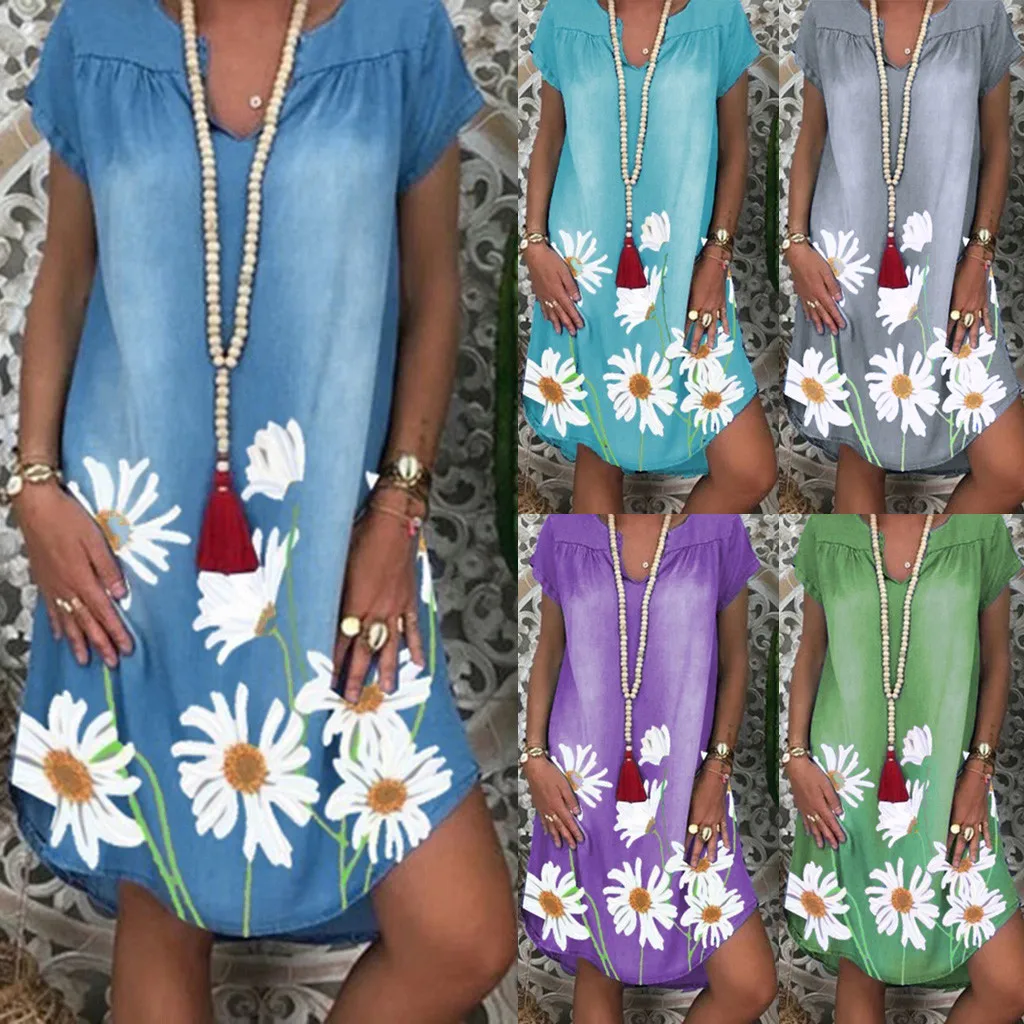 Повседневное женское платье большого размера летнее мешковатое туника