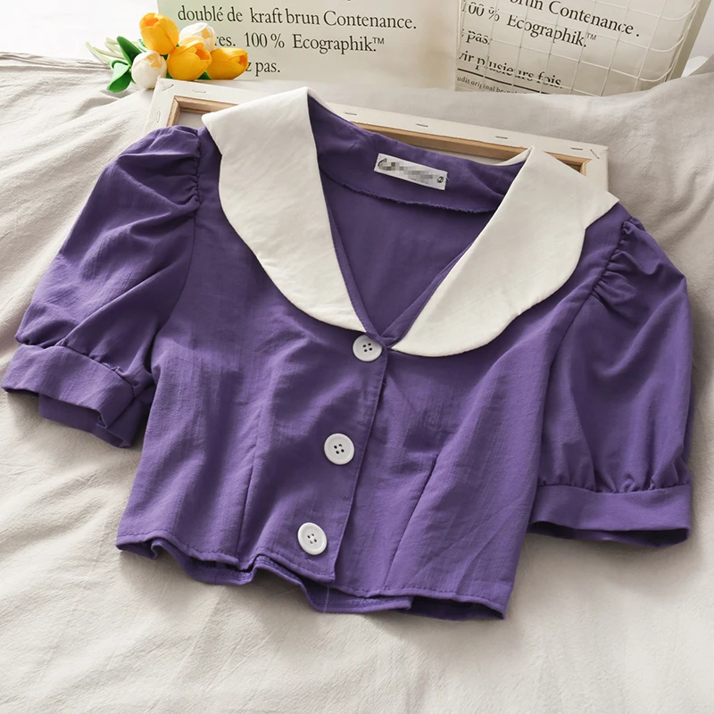 Сексуальный короткий дизайн укороченный топ женская блузка рубашка с пуговицами