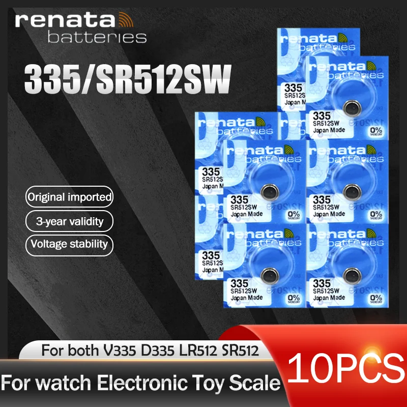 10 шт./лот Оригинальный швейцарский аккумулятор Renata 335 SR512SW 1 55 V для часов серебро