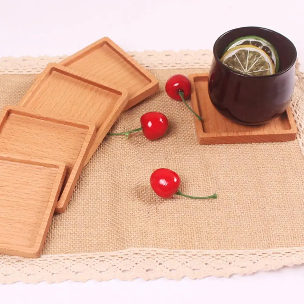 

1PC Beech Black Walnut Wood Coaster Retro Insulation Cup Mat Household Square Round Coaster