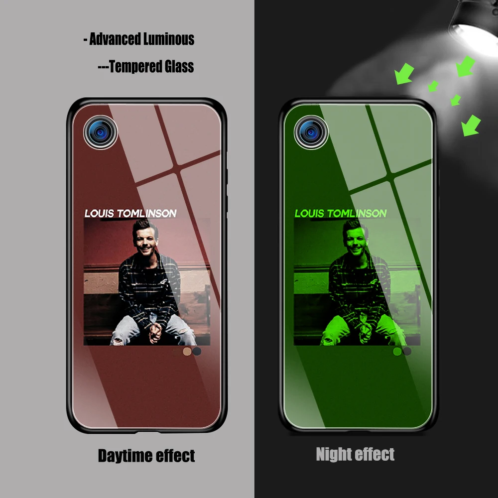 

One Direction Louis Tomlinson Phone Case Glow Luminous Tempered Glass For honor 30 20 30S 9 10 PRO PLUS 8X 9X V20 9 PLAY 4 cover