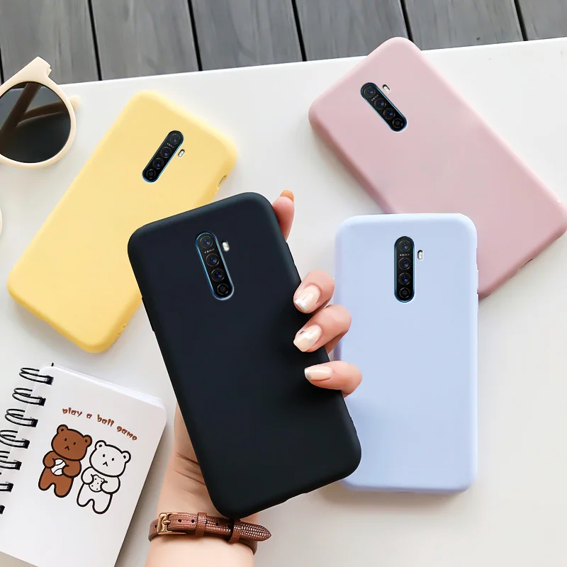 

For OPPO Reno Ace Case Silicone Case Macaron Colors Candy Soft TPU Simple Black Casing Phone Back Cover