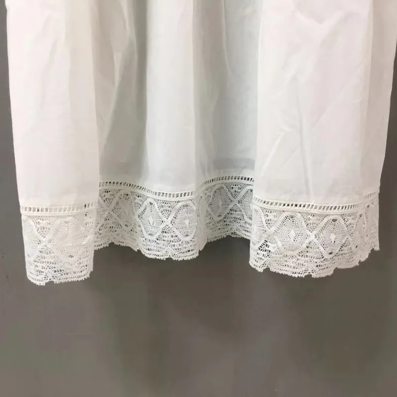 

2021 new washed cotton dress with lace trim