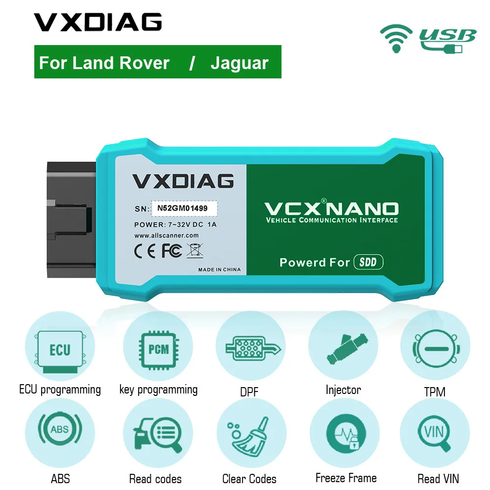 VXDIAG VCX NANO Автомобильные диагностические инструменты JLR V160 для Land Rover / Jaguar 2 в 1 Wifi