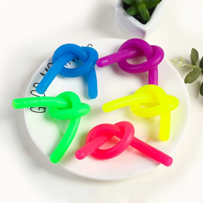 

4pcs Children Adult Decompression Toy Soft Noodle Stretch String Rubber Toys Anti Stress Relief Toys