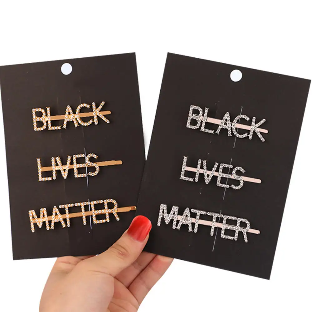 

Шпильки для волос с кристаллами BLACK LIVES, блестящие шпильки для волос с надписью стразы, инструмент для укладки, Шпилька для волос со стразами,...