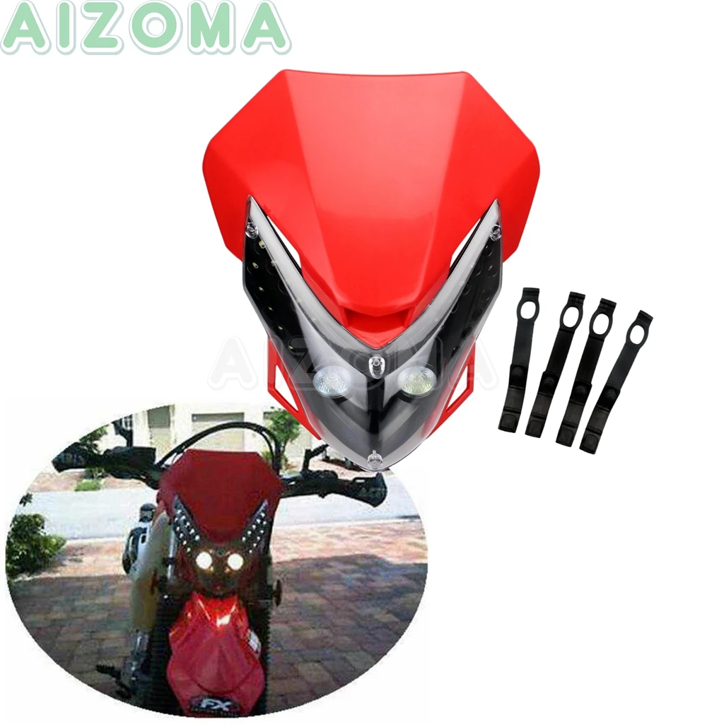 Enduro Мотокросс светодиодный головной обтекатель SMD светодиодные фары для Yamaha Suzuki Honda WRF DRZ CRF CRM XR 125 250 300 450 R/L/M универсальный