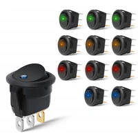 round toggle led switch 12v car truck rocker on off control blue green yellow red 5pcs a pack