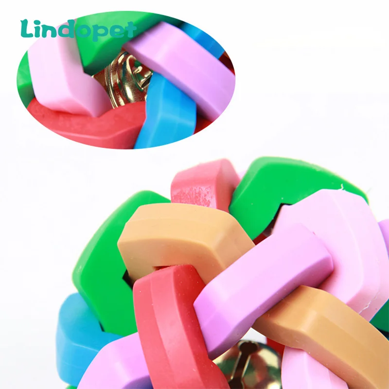 CColorful Rainbow Pet Bell Ball Dog Toy Cat Toys Interactive Chew Play Teeth Training Products | Дом и сад