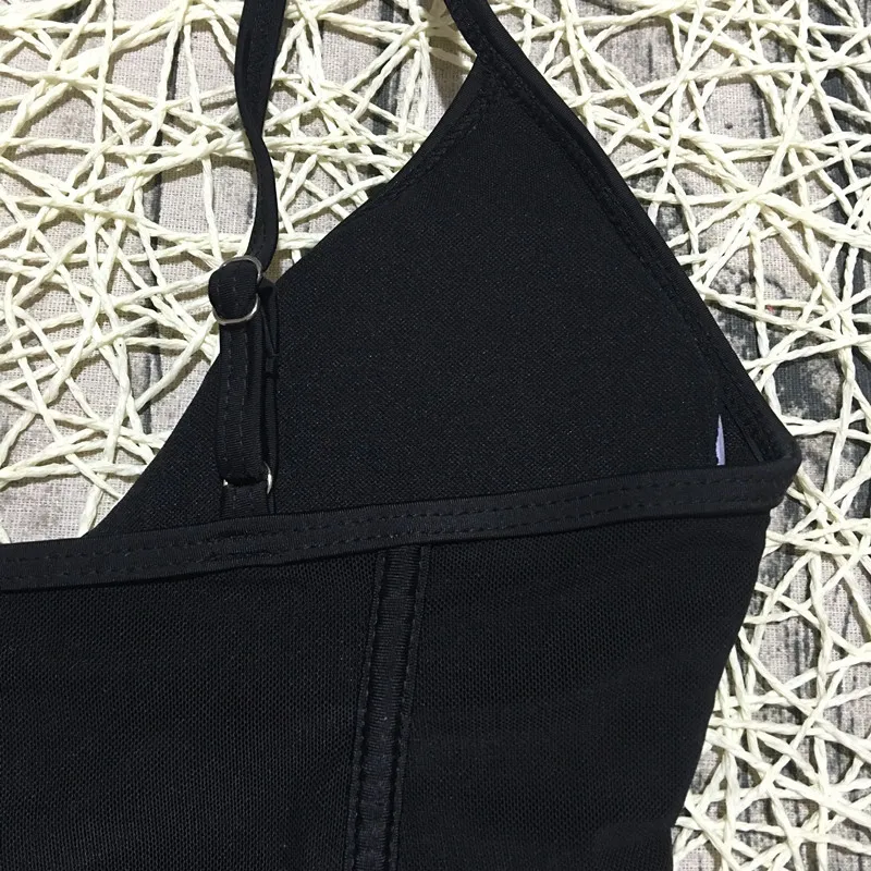 NUONEKO летний женский сексуальный бикини с открытой спиной Женский цельный черный