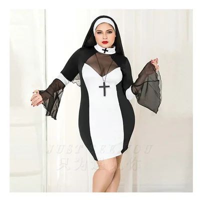 

New Women Sexy Underwear Plus Size Net Gauze Perspective Skirt Maid Nun Student Uniform Temptation Cosplay T-Back
