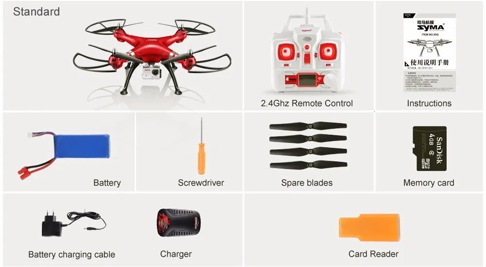 SYMA Профессиональный Бла(беспилотный летательный аппарат X8HG(X8G апгрейд) 2,4G 4CH 6-осевой гироскоп вертолет Quadcopter Drone 1080P 8MP HD Камера красного цвета