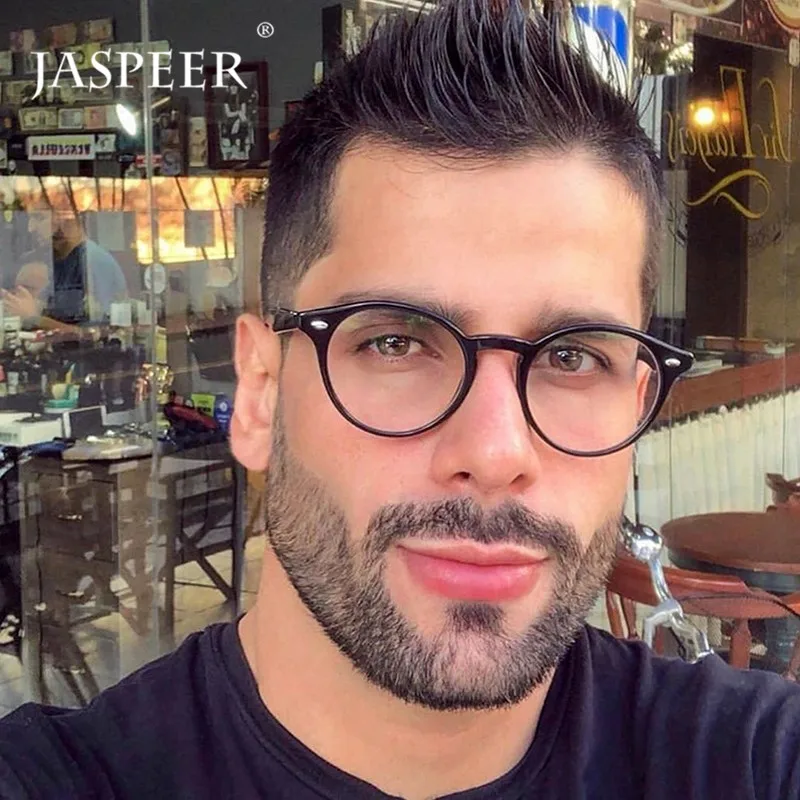 

JASPEER Rice ноготь круглая оправа оптические очки оправа для мужчин и женщин роскошный тренд плоское зеркало Близорукость женские мужские очки ...