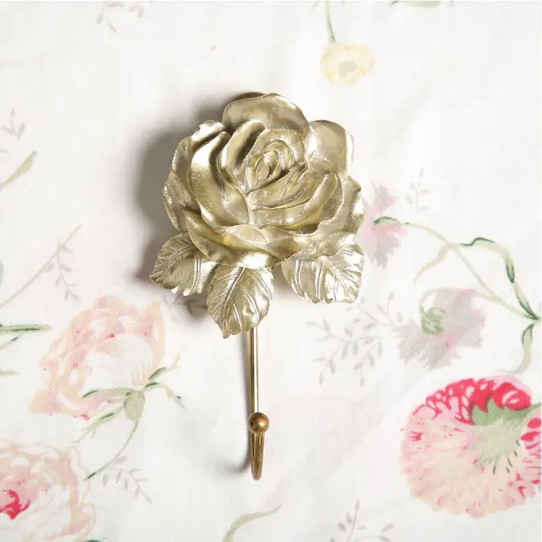 

Home Decorative Wall Rack Hook Up Towel Hanger Hook Flower Shaped Rack Gold Silver Resin Rack Wall Decoration Wall-mounted Hook