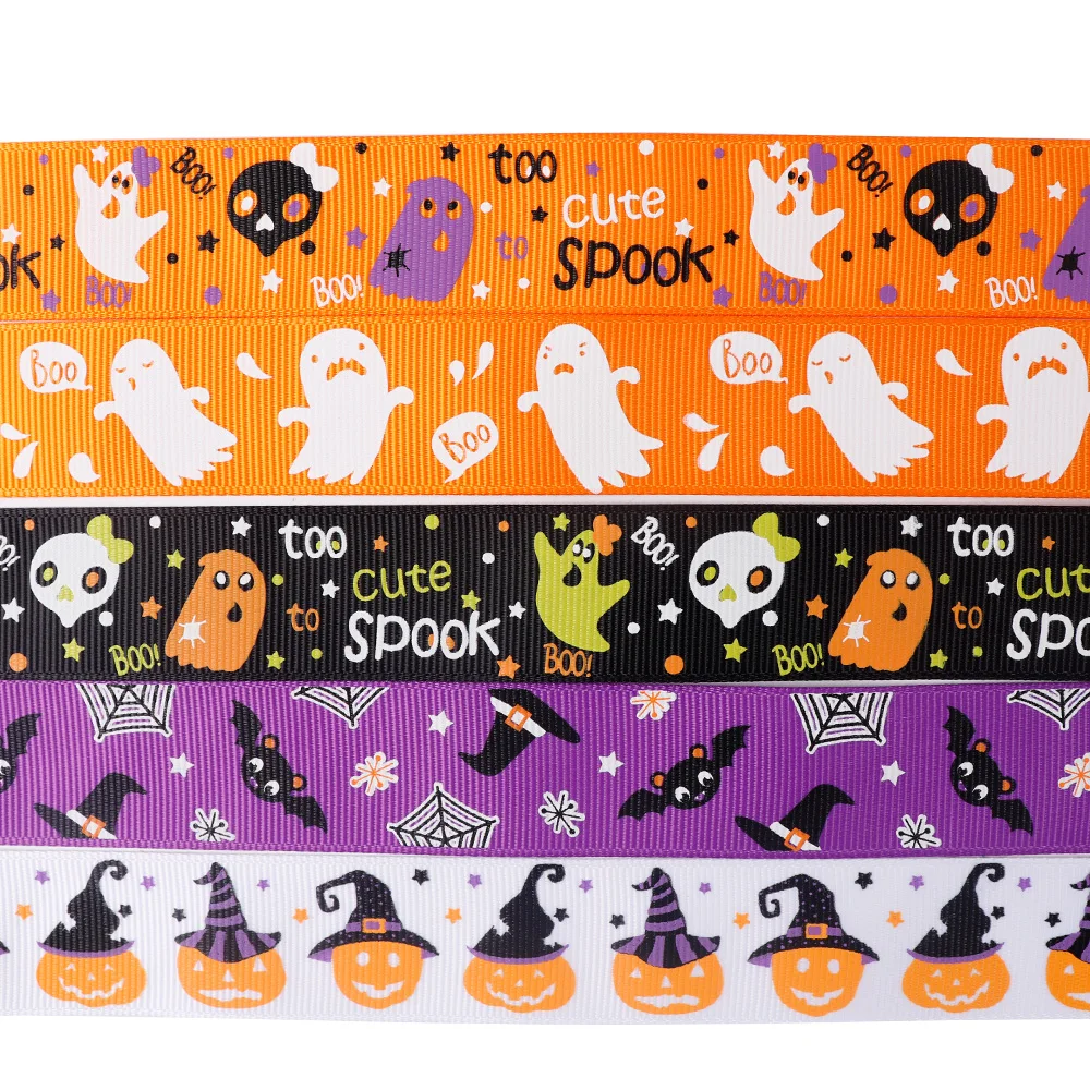 5 ярдов (25 мм) на тему Хеллоуина ленты в виде приведения и тыквы с принтом