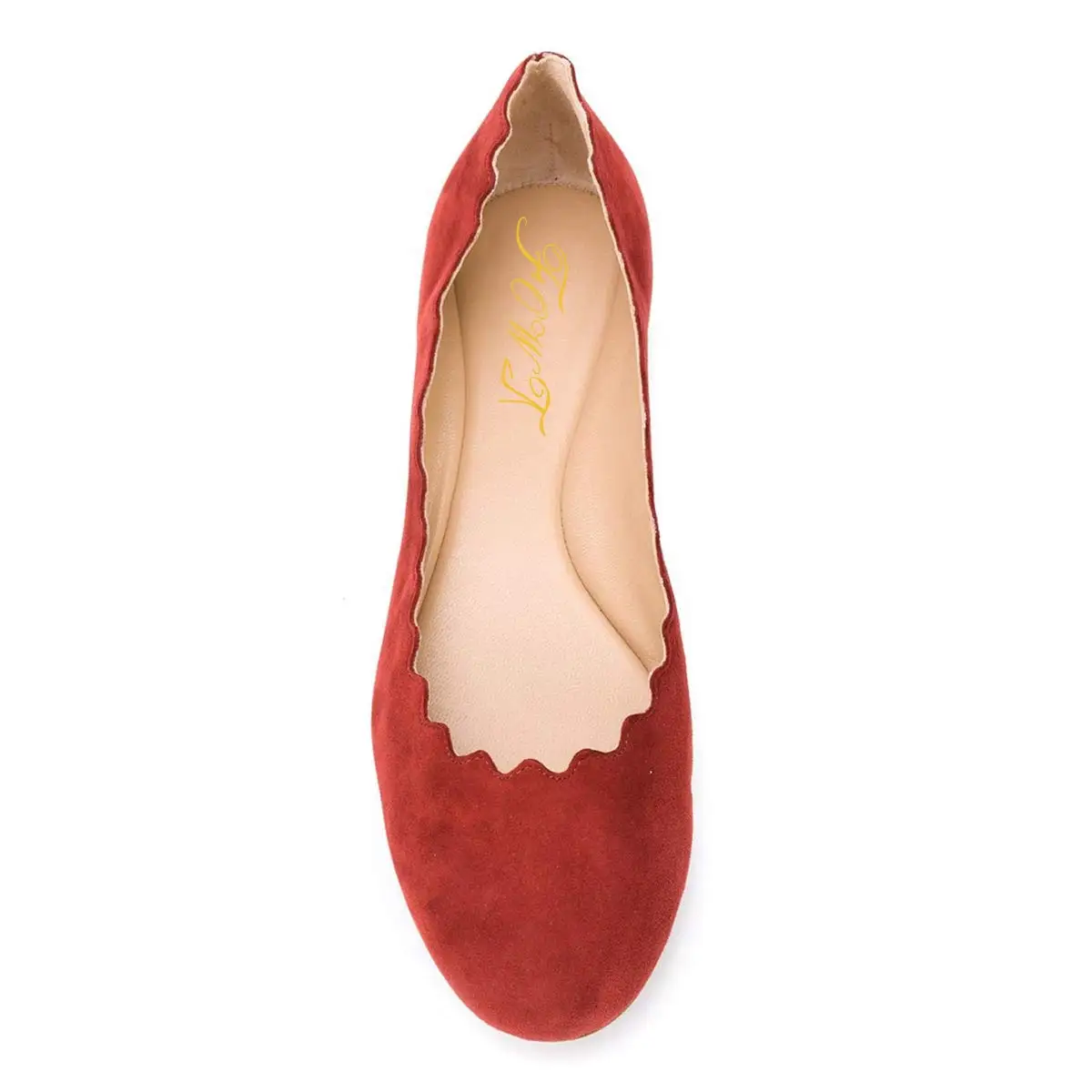 Wave Pattern Edge Suede Classic Round Toe Women Ballet Flats Super Low Heel Flat Solid Color Ladies Casual Shoes Big Size 14 15