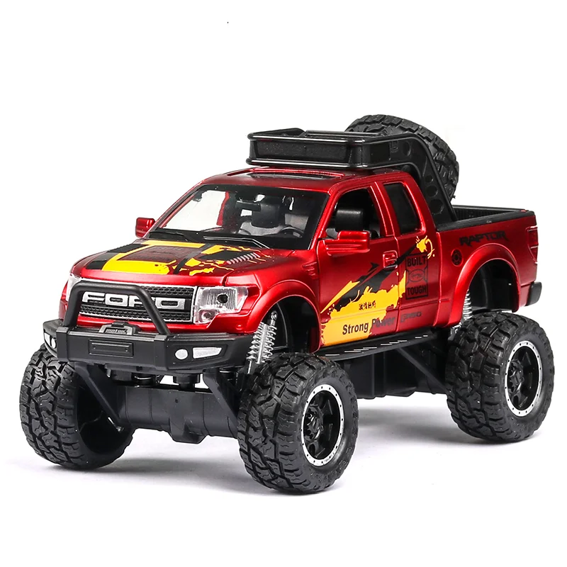 

Bisney 1/32 Ford Raptor Off-Road Alloy Truck Metal Model Alloy SUV Vehicles Model Car Products Gifts Flower Pot Table Decoration