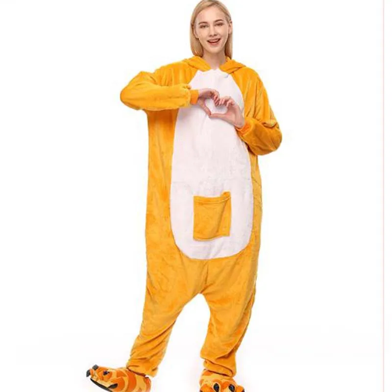 Pijama Mujer Adult Flannel One-Piece Pyjama Pour Femme Sleepwear Animal Kangaroo Pajamas Women Roleplay Onesies Party Costume