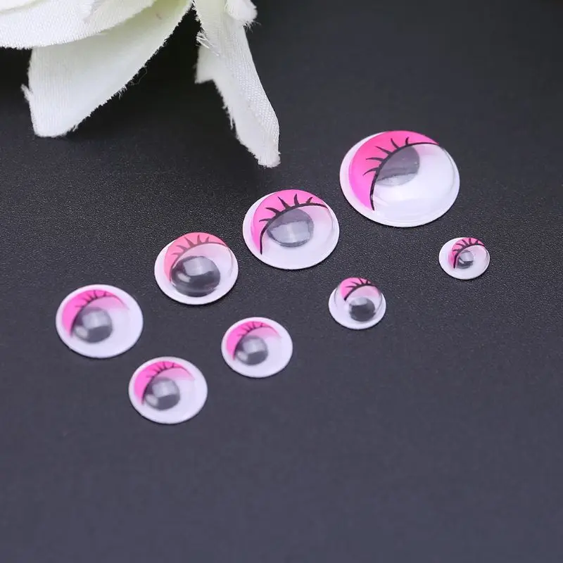 

100pcs Mixed Color Self Adhesive Eyes with Eyelashes for Doll Bear Stuffed Toy DIY Craft 6mm/7mm/8mm/10mm/12mm/15mm/18mm/20mm