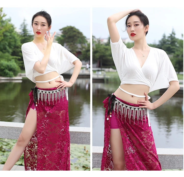 2020 новый летний костюм для танца живота сексуальный топ + кружевная юбка восточная женская длинная выступление.