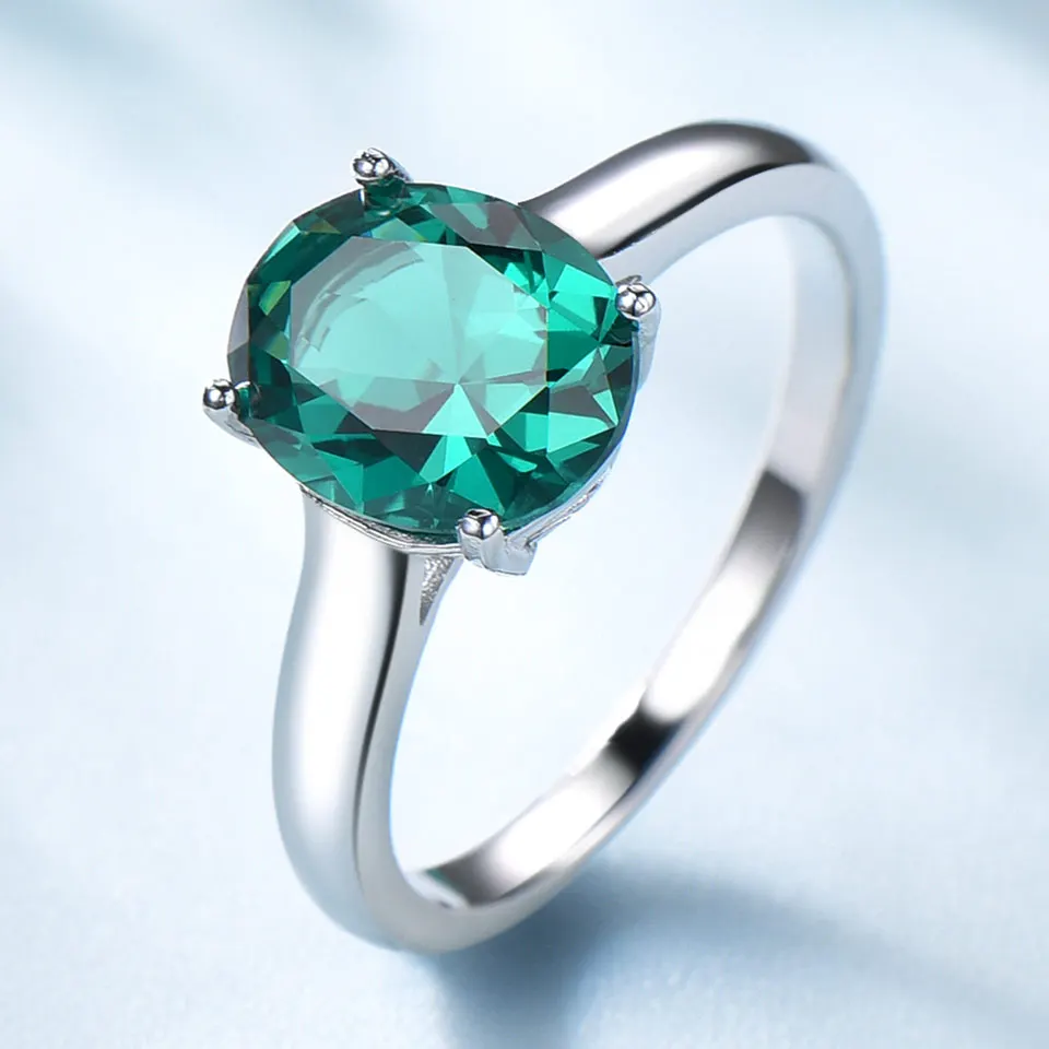 UMCHO Elegant 925 Sterling Silver Pendants Necklace Rings Earrings Nano Emerald Wedding Jewelry Sets For Women With Box Chain | Украшения и