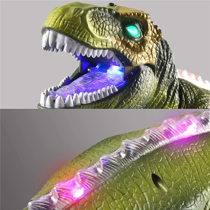 Dinosaurio el&eacute;ctrico a Control remoto para ni&ntilde;os, juguetes para mascotas, Tiranosaurio Rex, ojos brillantes, sonidos para caminar, regalo-5