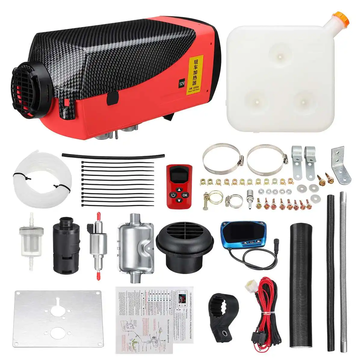 

Diesel Air Parking Heater 12V 8KW With Remote Control LCD Monitor Silencer Thermostat 10L Tank For Winter RV Truck Boat Trailer