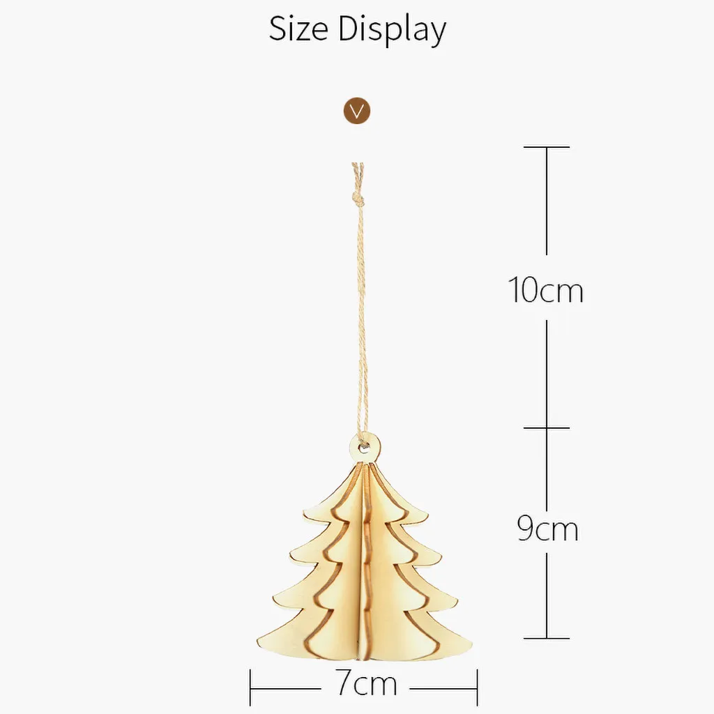 Деревянная подвеска DIY 3D Рождественская вешалка для новогодней елки интерьерное