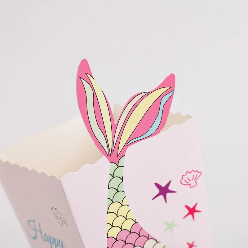 12 шт. коробка для попкорна в форме русалки с днем рождения бумажный пакет печенья