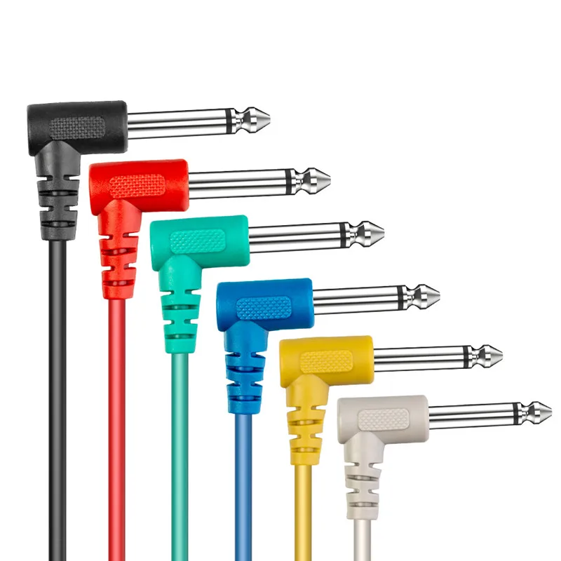 

NAOMI 6pcs/Set Multi Color Plastic Guitar Effect Pedal Cables Connecting Line 6.35Mm Patch Pedal Cable Right Angle Cord Copper