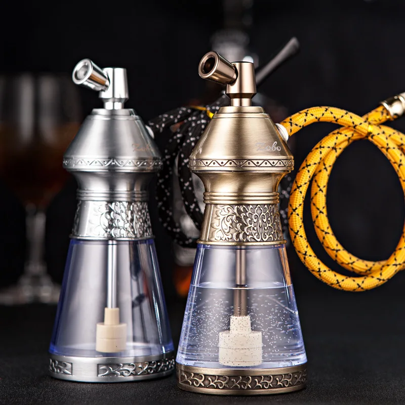 

zobo Popular Bottled Water Pipe Portable Mini Hookah Shisha Tobacco Smoking Pipes Gift of Health Metal Tube Filter