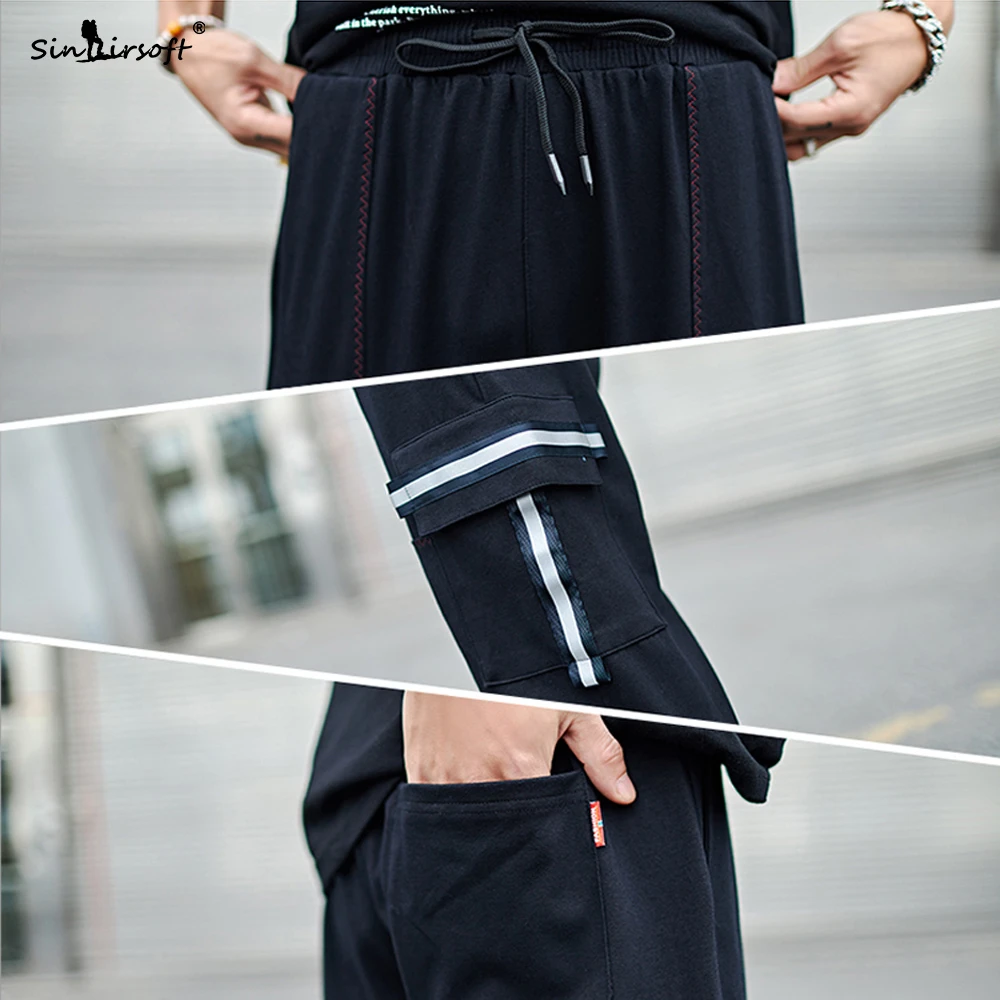 SINAIRSOFT брендовые обтягивающие брюки карго Мужские штаны со шнуровкой на талии