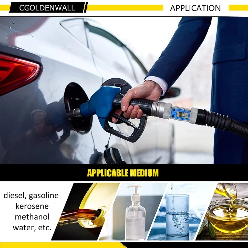 

1 0.6-74 GPM Digital Turbine Flowmeter LCD Display Gas Oil Fuel Flowmeter Measure Die sel Kerosene Gasoline
