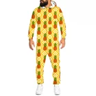 Комбинезон мужской с капюшоном и длинным рукавом, удобная уличная одежда с 3D-принтом ананаса, смешная уличная одежда, оранжевого цвета