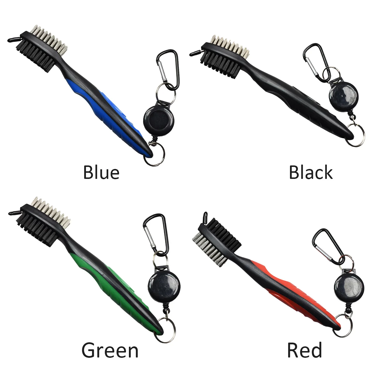 

Double Sided Golf Club Brush Groove Cleaner with Retractable Zip-line Clean Tool