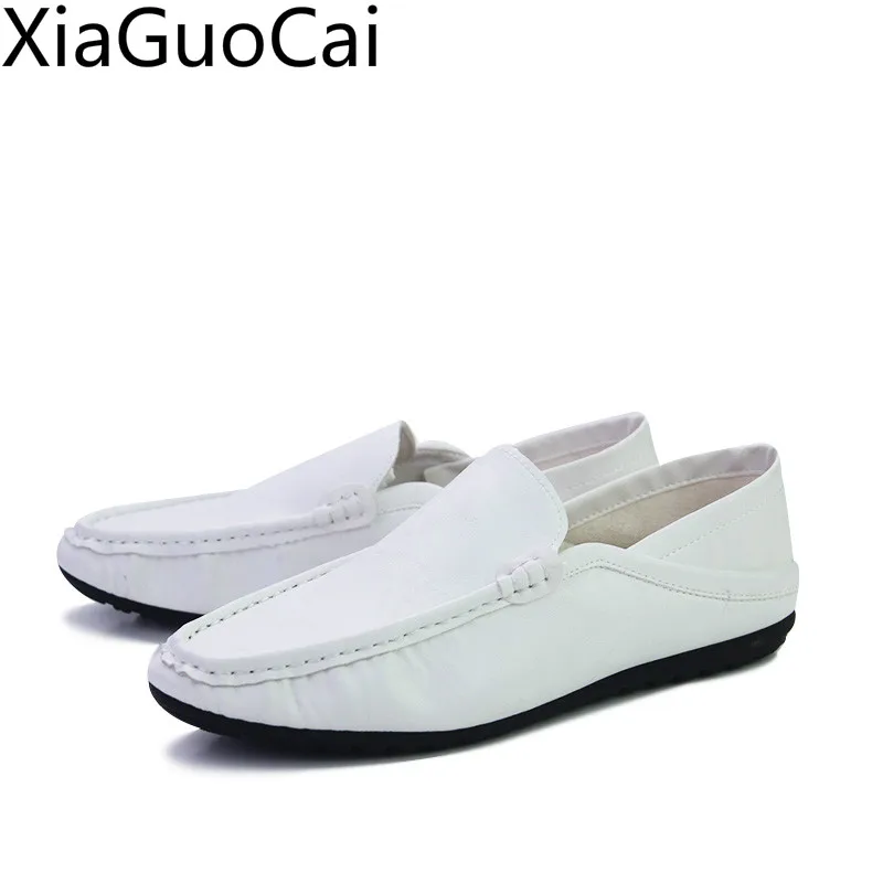 Мужские кожаные лоферы повседневная обувь на плоской подошве без застежки