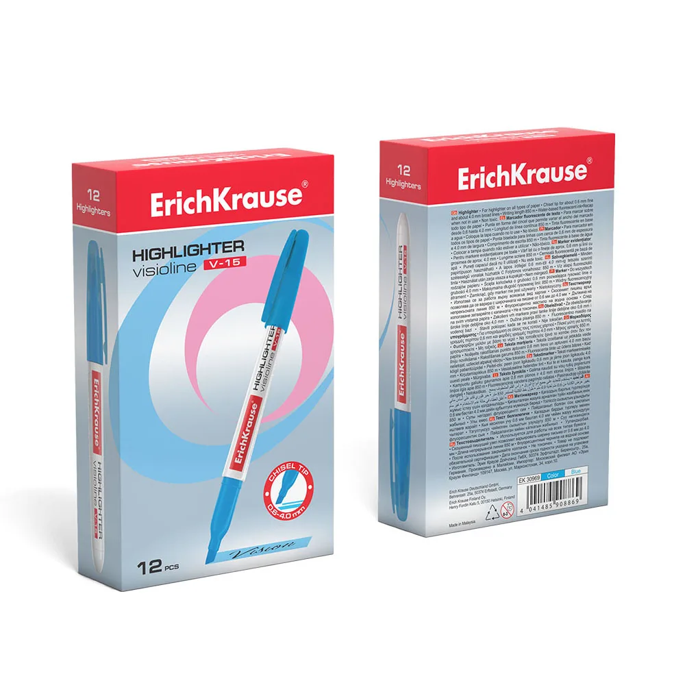 Текстмаркер ErichKrause Visioline V 15 цвет чернил желтый зеленый розовый оранжевый