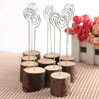 10pcs rustic wooden photo clip memo name card base holder memo picture frame table number stand clip wedding party supplies p82c