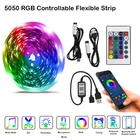 Светодиодная ленсветильник USB 5 В 5050RGB с дистанционным управлением, гибкая лампа с подсветкой для телевизора, ПК, с дистанционным управлением через приложение для телефона, домашний декор для праздников