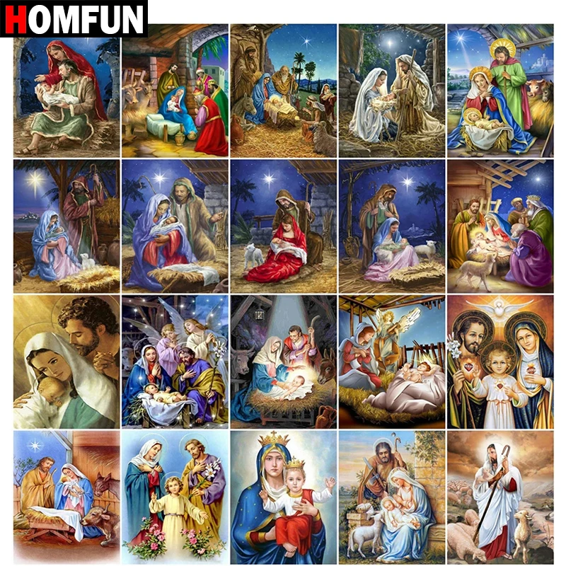 

Полноформатная Алмазная картина HOMFUN «портреты религиозных идей», картина Стразы 5D «сделай сам», вышивка крестиком, Декор