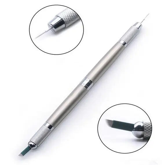 

3-Color Stainless Steel Microblade Eyebrow Tattoo Pen Double-Headed Convertible Body Art Painting Tattoo Tool For Novices 10PCS