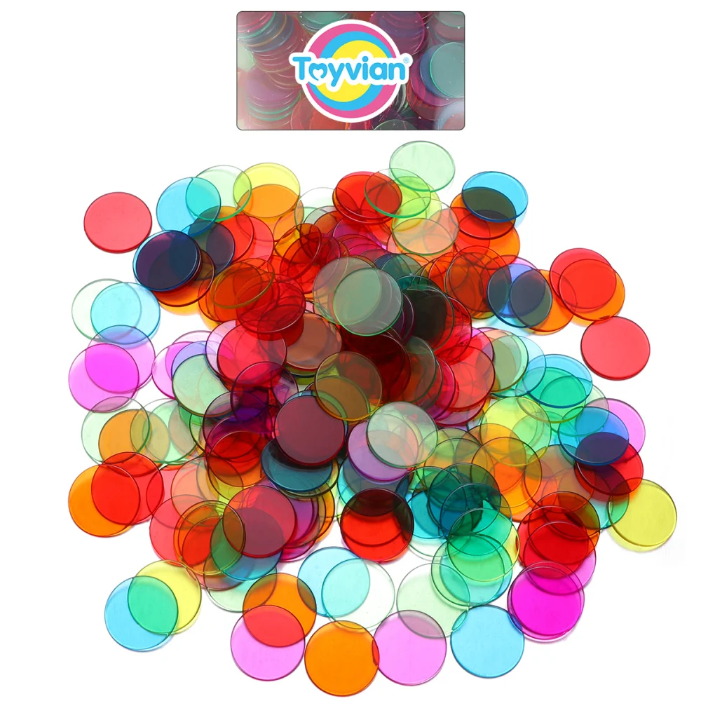 

Toyvian 300PCS 19mm Count Bingo Chips Bingo Game Cards Bingo Markers for Carnival Bingo Games (Blue, Red, Yellow, Green,