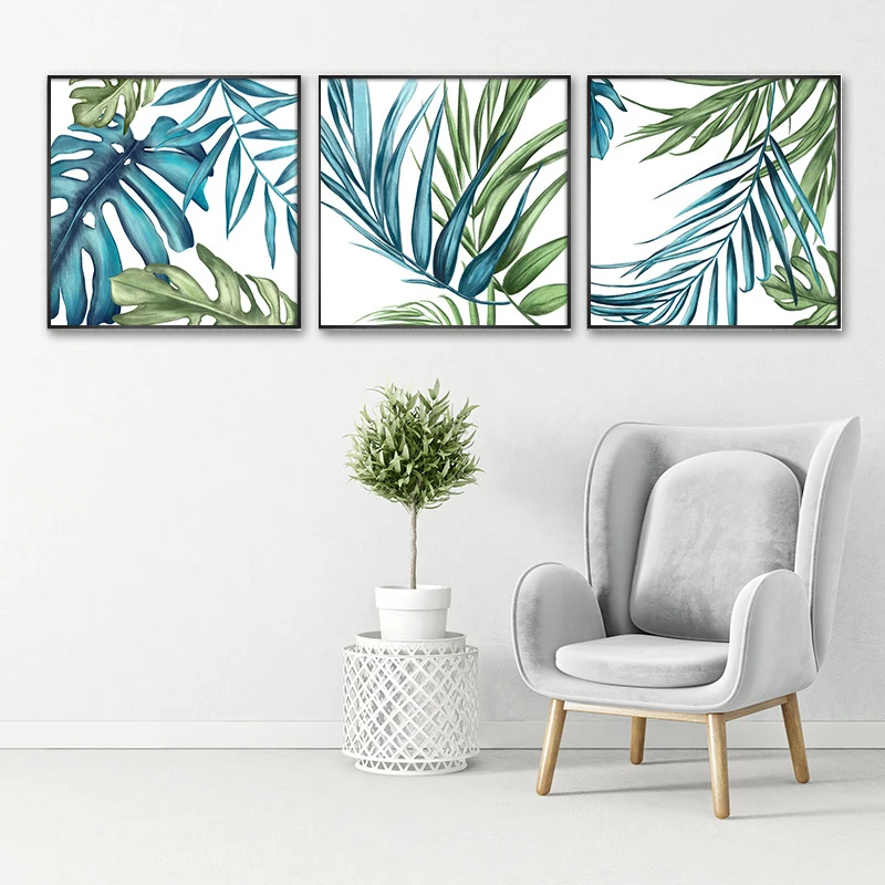 

Nordic Tropical Plants Customized Canvas Painting Green Leaf Wall Decorations Wall Art Home Decor Print And Poster Living Room