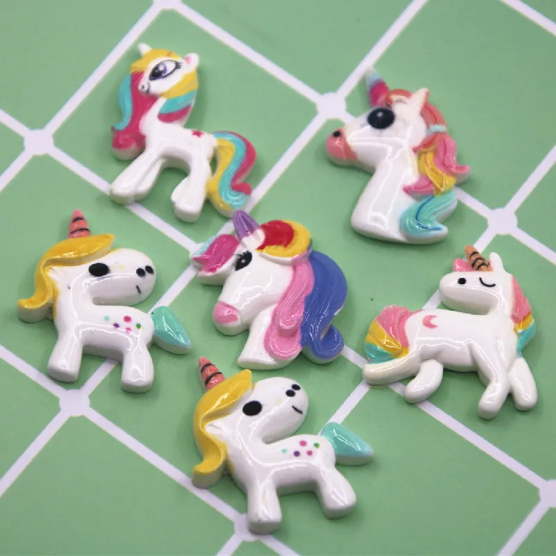 

10pcs unicorn kawaii hand painted Resin Flat back Cabochon Art Supply Decoration Charm Craft